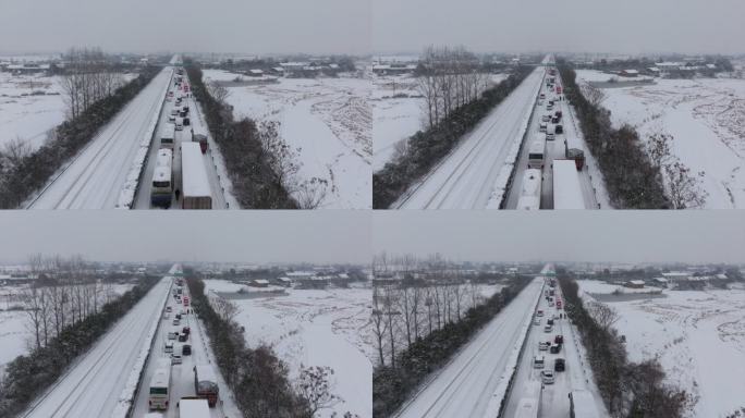 春节返乡大雪封路高速堵车实拍