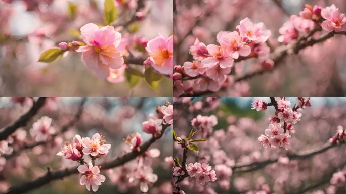 清明春季景色桃花粉色素材合集