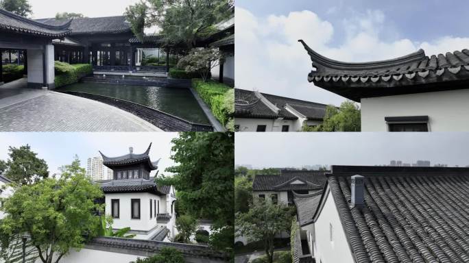中国建筑园林景观中式园林古典池塘庭院