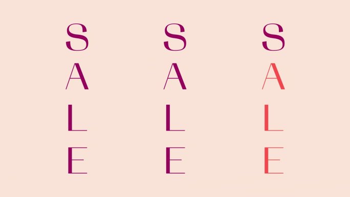 SALE这个词会变颜色。促销视频或黑色星期五的简单销售标志横幅。适合节日促销，限时优惠或销售活动。简