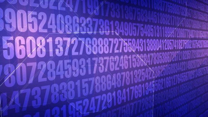 科学背景数字代码，数据加密和随机数抽象瞥见数据科学，机器学习和数字技术的世界