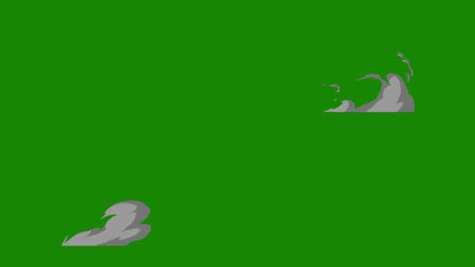 卡通烟雾循环:绿色屏幕动画与关键颜色。4K视频烟尘动画