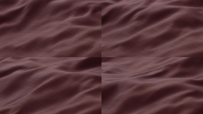 特写波浪棕色丝绸面料飘动的表面与织物细节