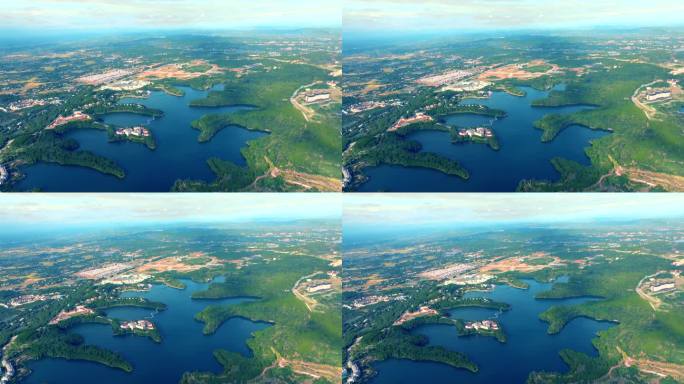 航拍中国四川绵阳仙海水利风景区