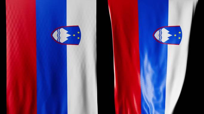 斯洛文尼亚国旗卷成圆柱形，在旋转时展开并起伏