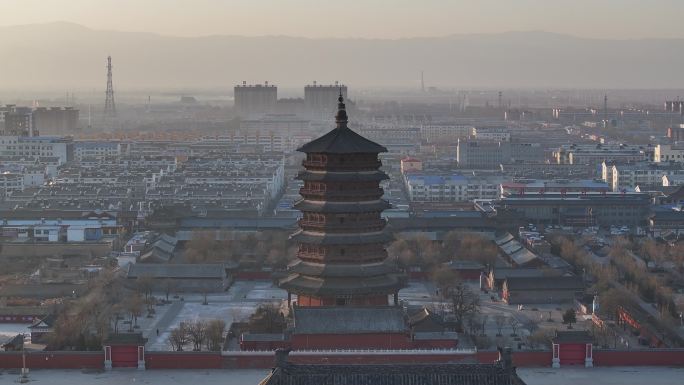 应县木塔应县航拍朔州标志性建筑应县宣传片