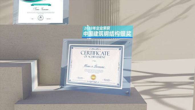 横版证书模板展示企业资质证书三维展示证书