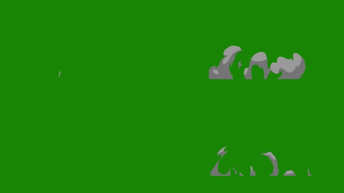 卡通烟雾循环:绿色屏幕动画与关键颜色。4K视频烟尘动画