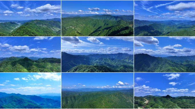 航拍大自然美丽风景青山绿水蓝天白云 山峰