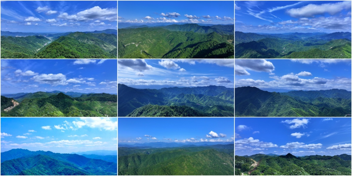 航拍大自然美丽风景青山绿水蓝天白云 山峰