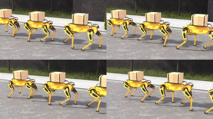 送披萨的机器狗，送外卖机器人概念