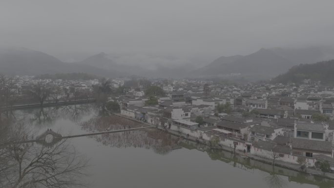 江南烟雨村庄