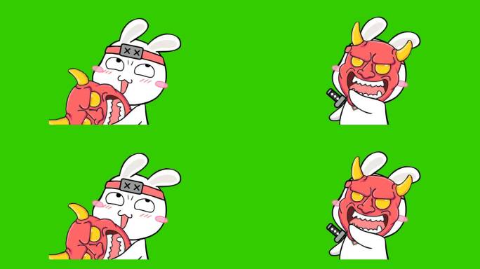 兔子忍者动画绿屏为您的视频