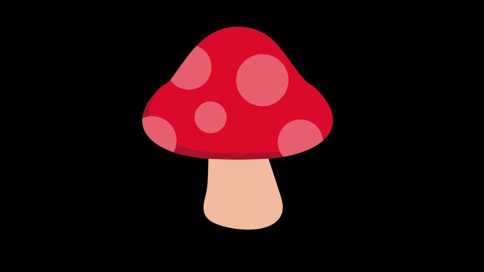 红色和白色的蘑菇图标概念循环动画视频与alpha通道