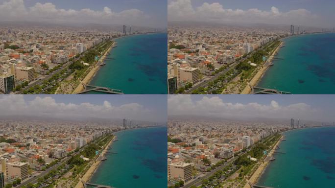 利马索尔。塞浦路斯。码头与游艇的俯视图。