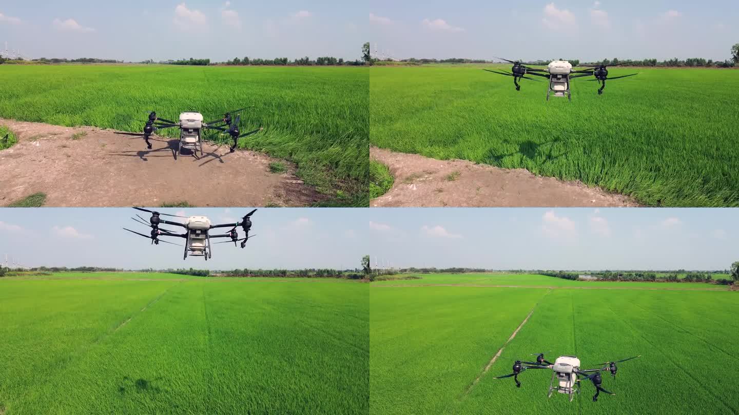农业无人机飞到田间喷洒肥料，智慧农场4.0概念、人工智能深度结合，机器学习、数字孪生、5G、工业4.