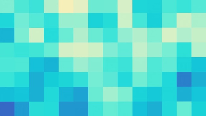 青色几何几何背景。闪烁的抽象像素背景。随机的小方块。循环录像。