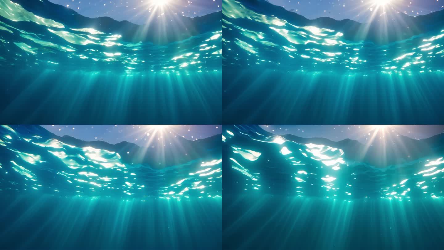 海洋海底水底水下阳光丁达尔