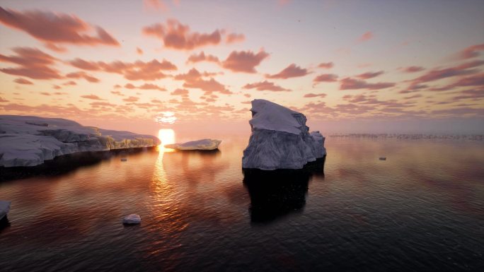 北极南极冰川日出