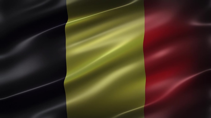 比利时国旗，正面视图，全画框，电影般的手感和外观，优雅的丝绸质感在风中摇曳。逼真的4K CG动画无缝