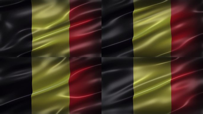 比利时国旗，正面视图，全画框，电影般的手感和外观，优雅的丝绸质感在风中摇曳。逼真的4K CG动画无缝