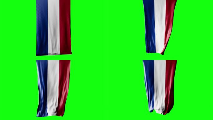 荷兰国旗卷成圆柱形，在旋转时展开并起伏