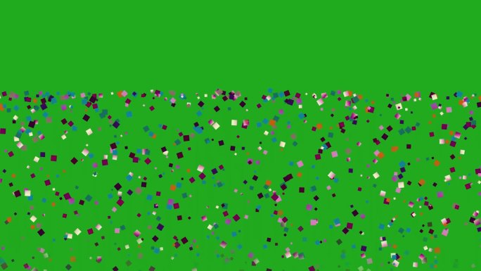 下落的彩色方形粒子绿色屏幕运动图形