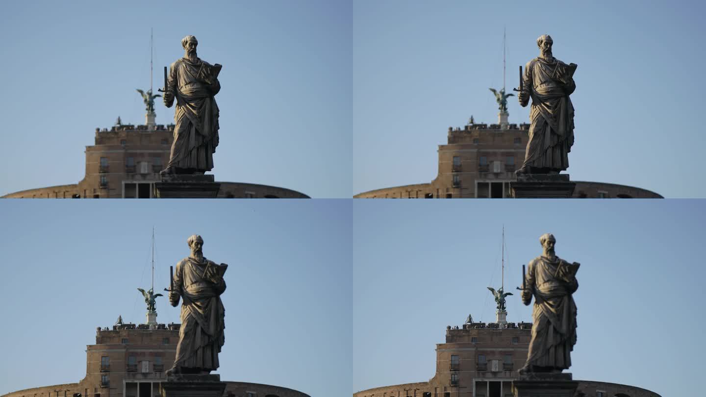 意大利罗马——2023年5月25日:意大利罗马圣天使堡圣天使桥上的雕像