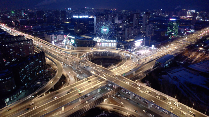 吉林长春摩天活力城夜景航拍