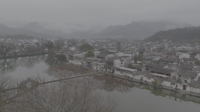 江南烟雨村庄