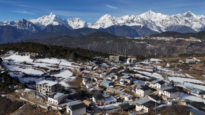 梅里雪山航拍风景素材