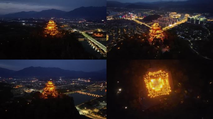 浙江丽水松阳城市夜景4K航拍