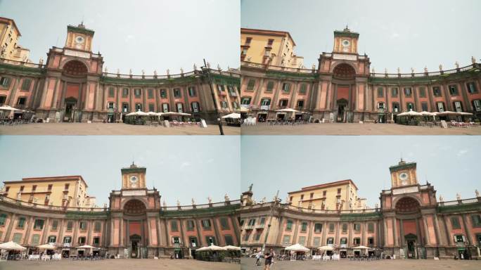 但丁广场，但丁广场，书店和传统宫殿在意大利那不勒斯的历史中心
