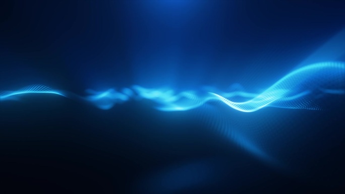 蓝色能量魔法波高科技数字彩虹变形与光线线和能量粒子。抽象的背景。视频在高品质的4k，运动设计