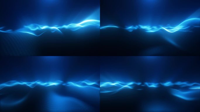蓝色能量魔法波高科技数字彩虹变形与光线线和能量粒子。抽象的背景。视频在高品质的4k，运动设计