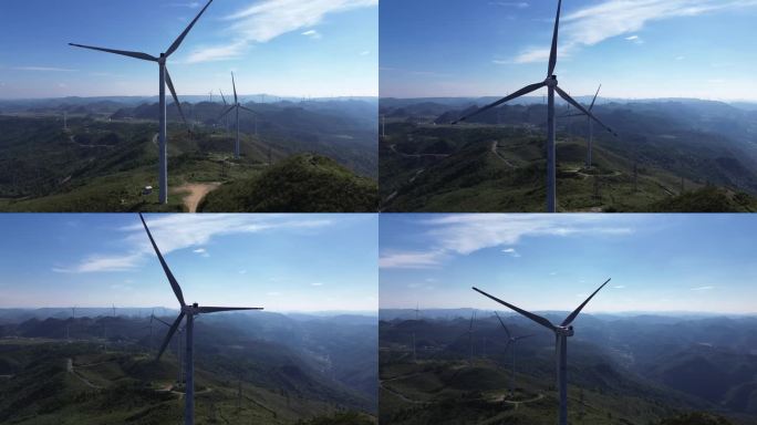 4K航拍风力发电 发电 风力 新能源