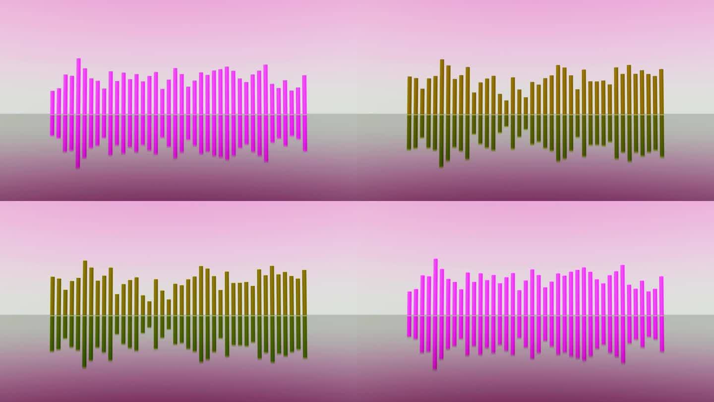无缝循环多色音频频谱可视化。声波的影响。音乐可视化背景。音频技术波的概念与设计。柔和的颜色强调简洁的