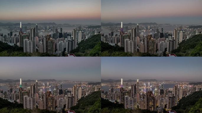 香港维多利亚港夜景延时风光