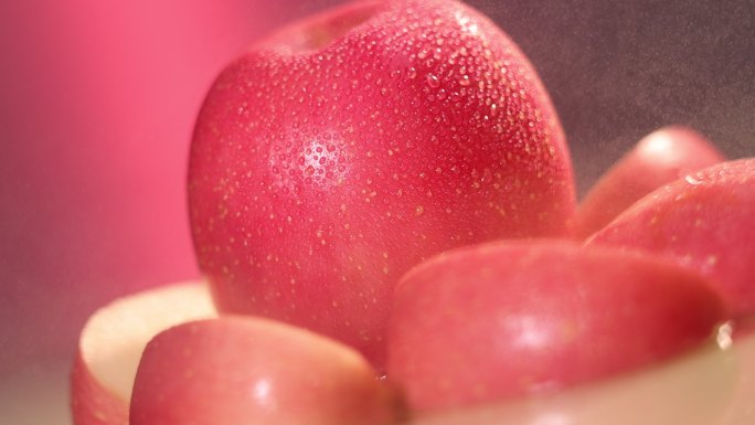 沾满水珠的新鲜苹果高清实拍