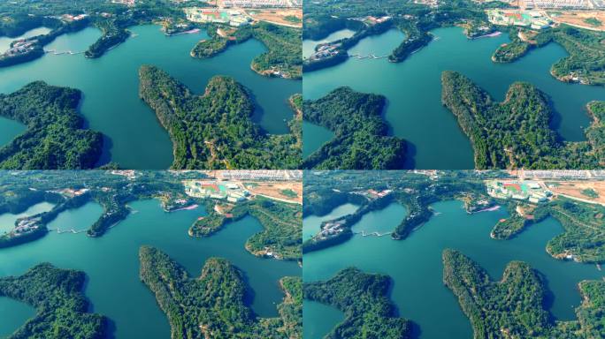 航拍中国四川绵阳仙海水利风景区