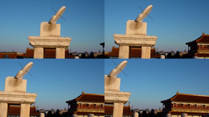 冬天北京故宫铜鹤和房顶