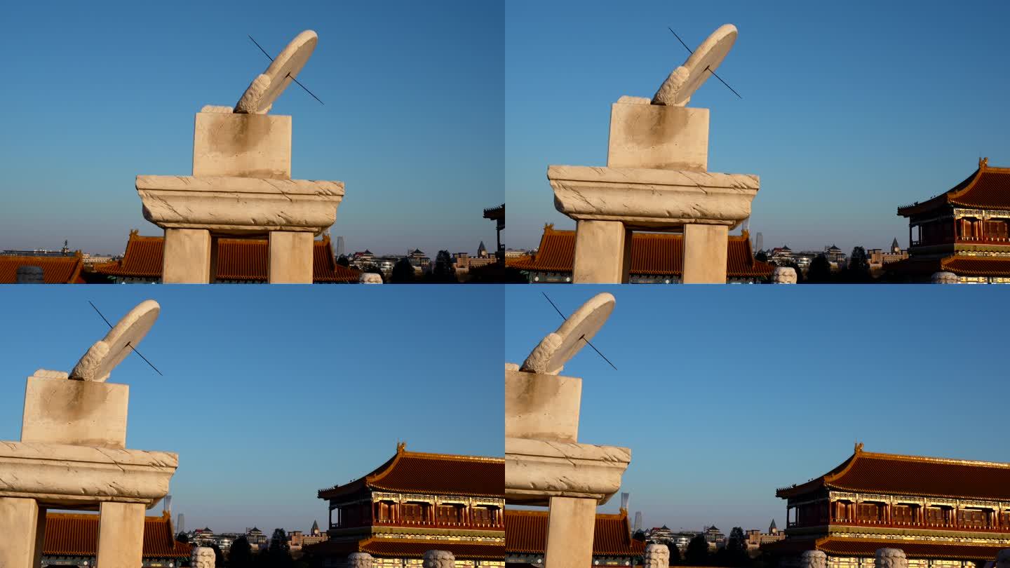 冬天北京故宫铜鹤和房顶