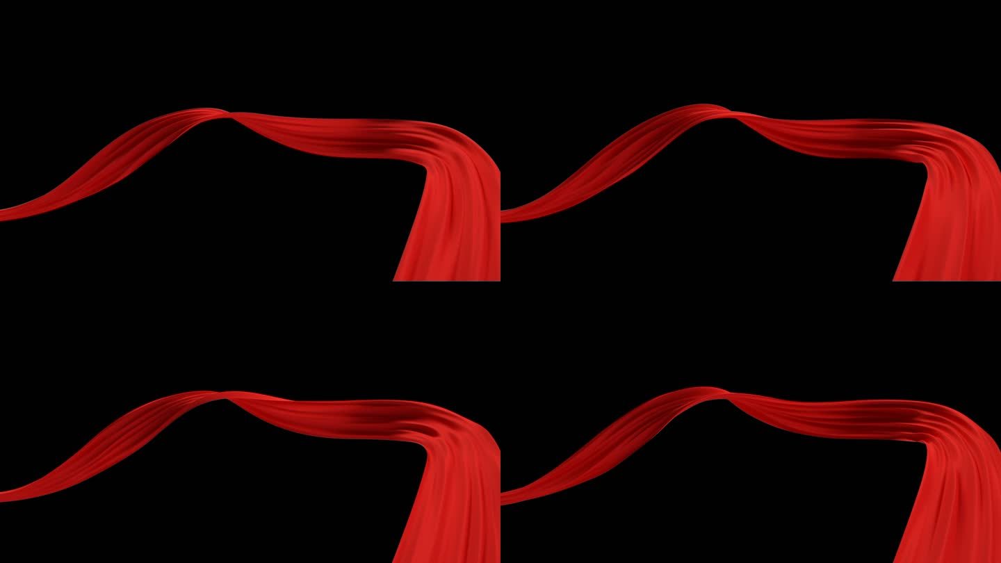 红色绸布料飘带动画透明素材