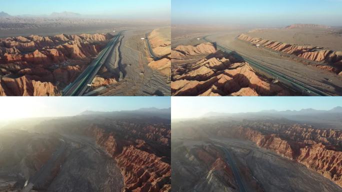 新疆 阿乌高速和壮观地貌   航拍