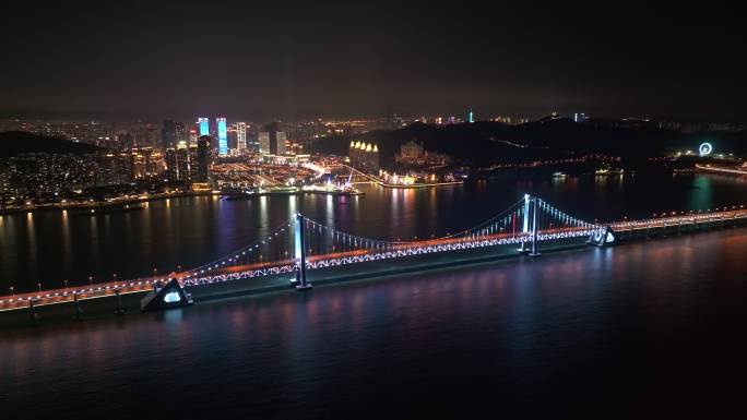 大连星海湾夜景航拍