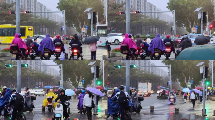 撑伞的人 上学 学生 雨中学生 早晨读书