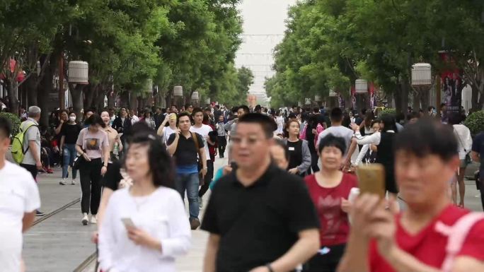 北京 前门大街 逛街人流 延时拍摄