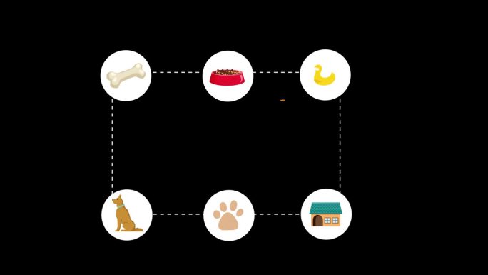 一个狗的生命周期的图表，食物的概念动画与alpha通道