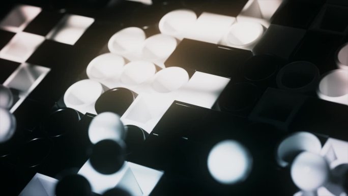 单色球体漂浮在棋盘上方，创造出阴影和光线的3D游戏。
