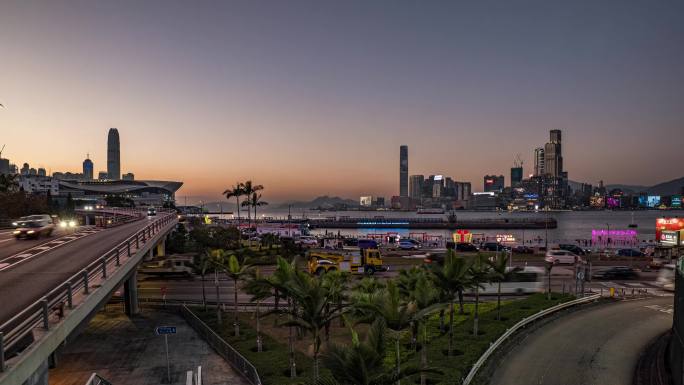 香港维多利亚港夜景延时风光